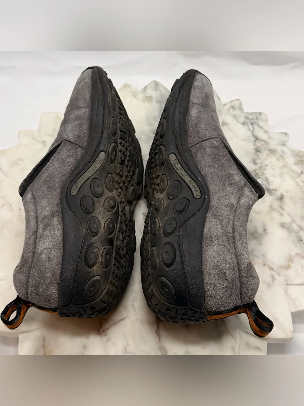 Merrell Mens Jungle Moc Pewter Grey Suede Slip On Hiking Shoes 60805 Size 8.5